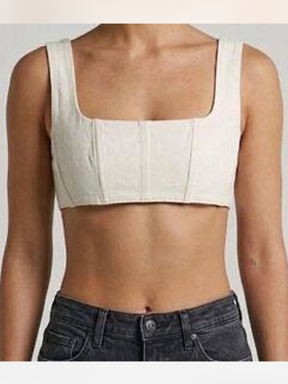 7 For All Mankind Denim Corset Crop Top Cream Y2K Boho - Size S